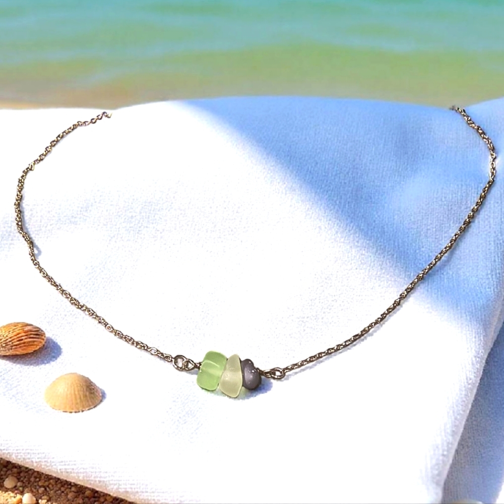 Demdaco Sea Glass And Sterling Silver Minimalist Necklace